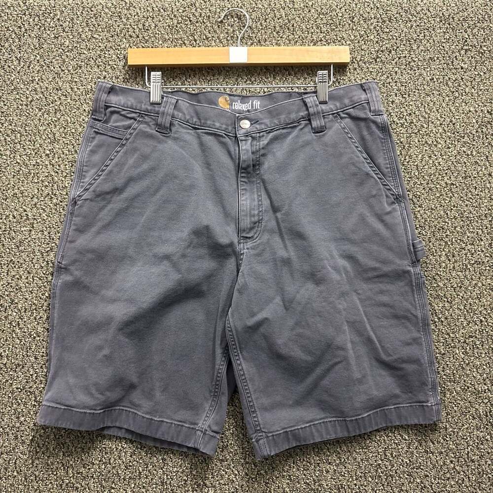 Carhartt Rugged Rigby Relaxed Fit Canvas Carpenter Utility Shorts Gray Size 38
